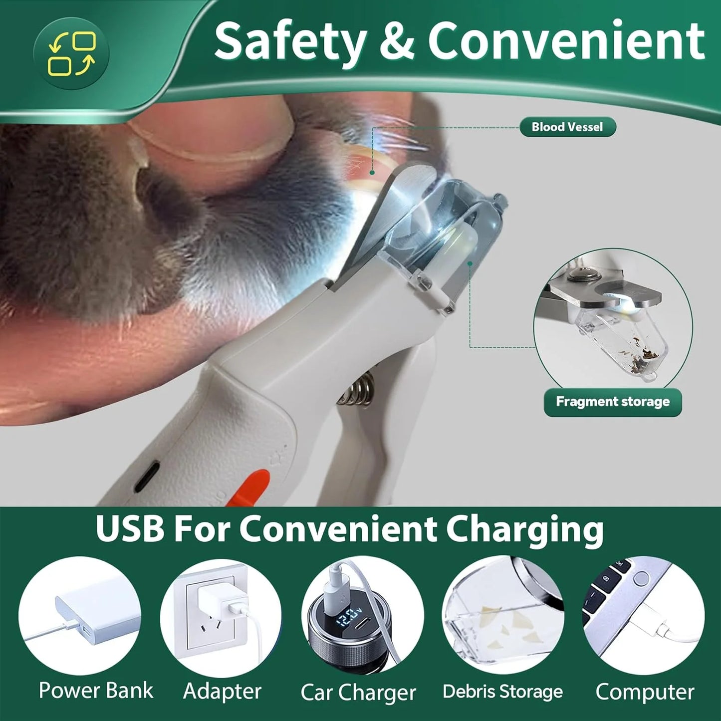 3-in-1 LED Nail Clippers with Grinder for Cats & Dogs