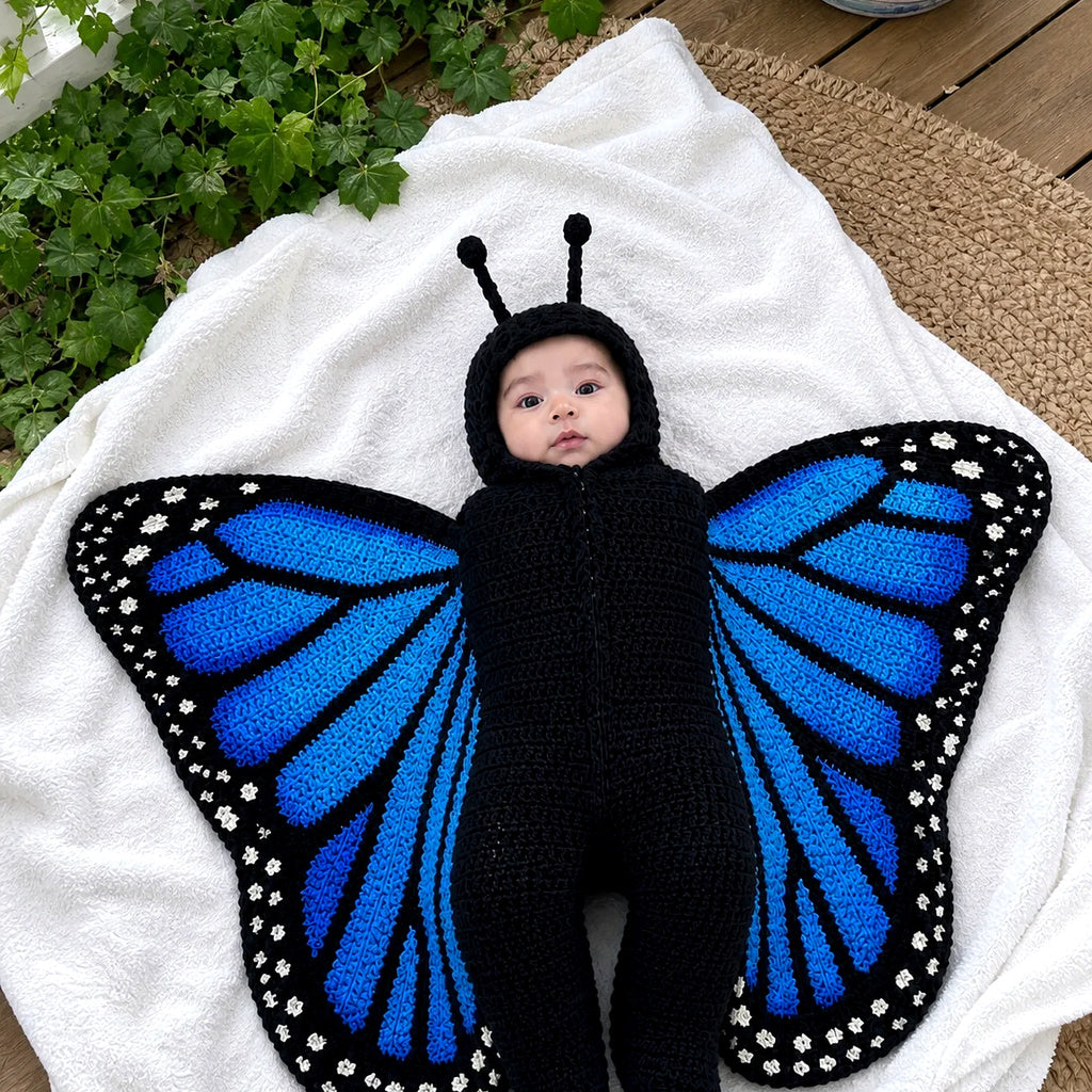 Crochet Baby Butterfly Swaddle Outfit
