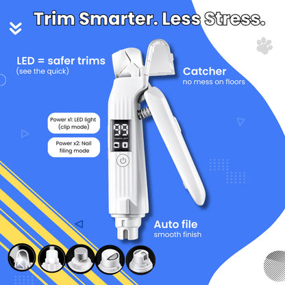 Pet Nail Clipper + Electric Grinder (2-in-1) with LED Light