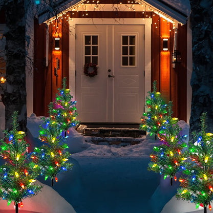 Upgraded 4-Pack Solar Xmas Tree Stake Lights – Waterproof Outdoor Pathway Decor for Garden, Patio, Yard