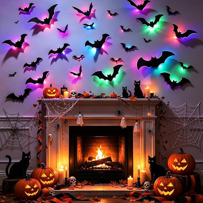 Glowing Bat Wall Decals - Halloween Party Decor