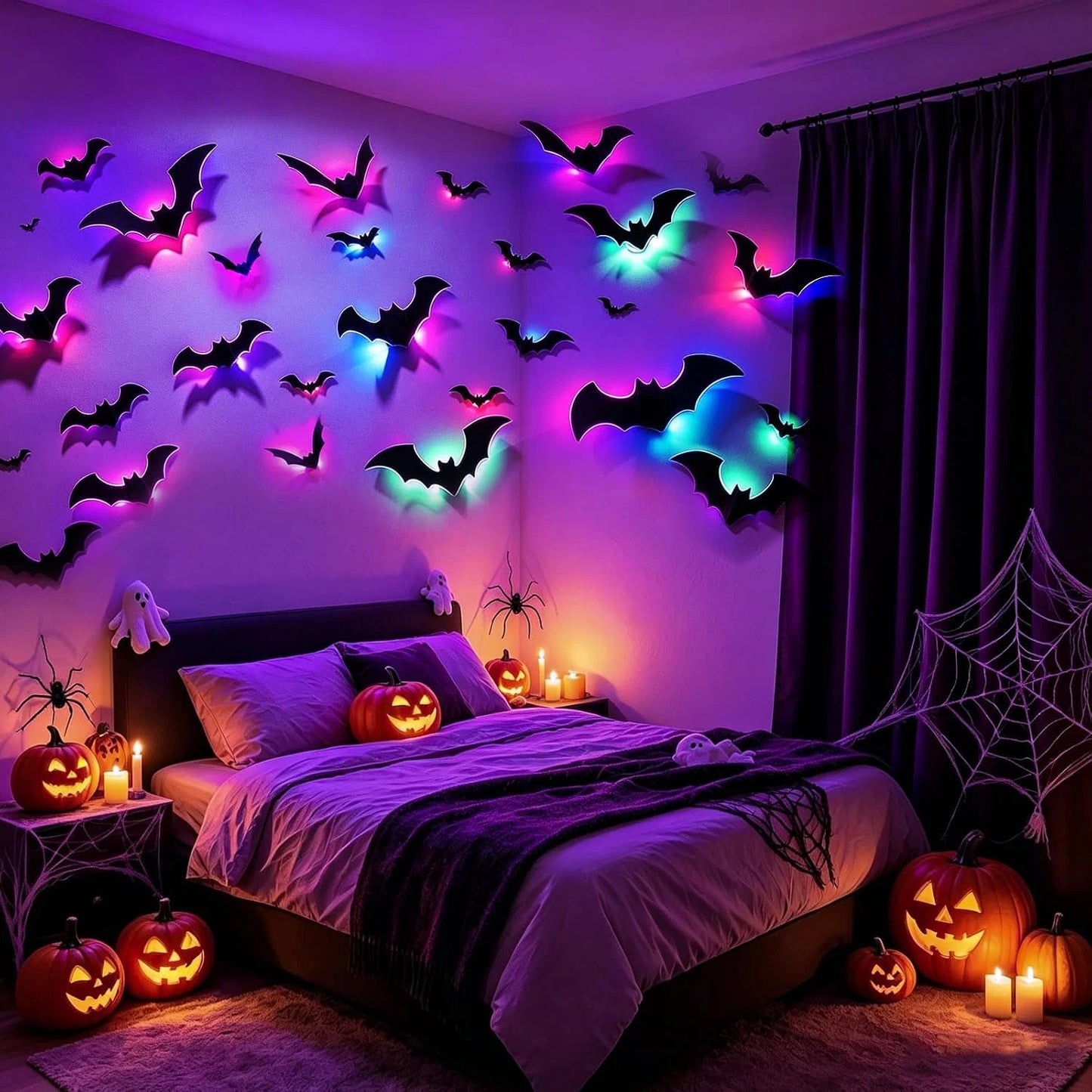Glowing Bat Wall Decals - Halloween Party Decor