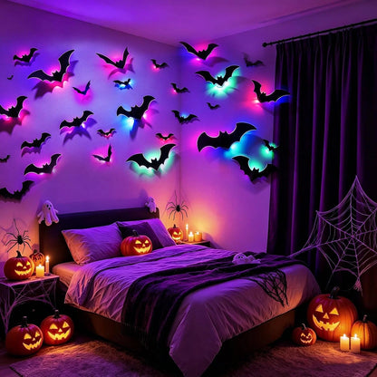 Glowing Bat Wall Decals - Halloween Party Decor