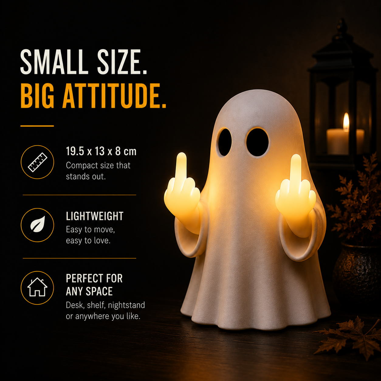Halloween Ghost Middle Finger Glow Night Light