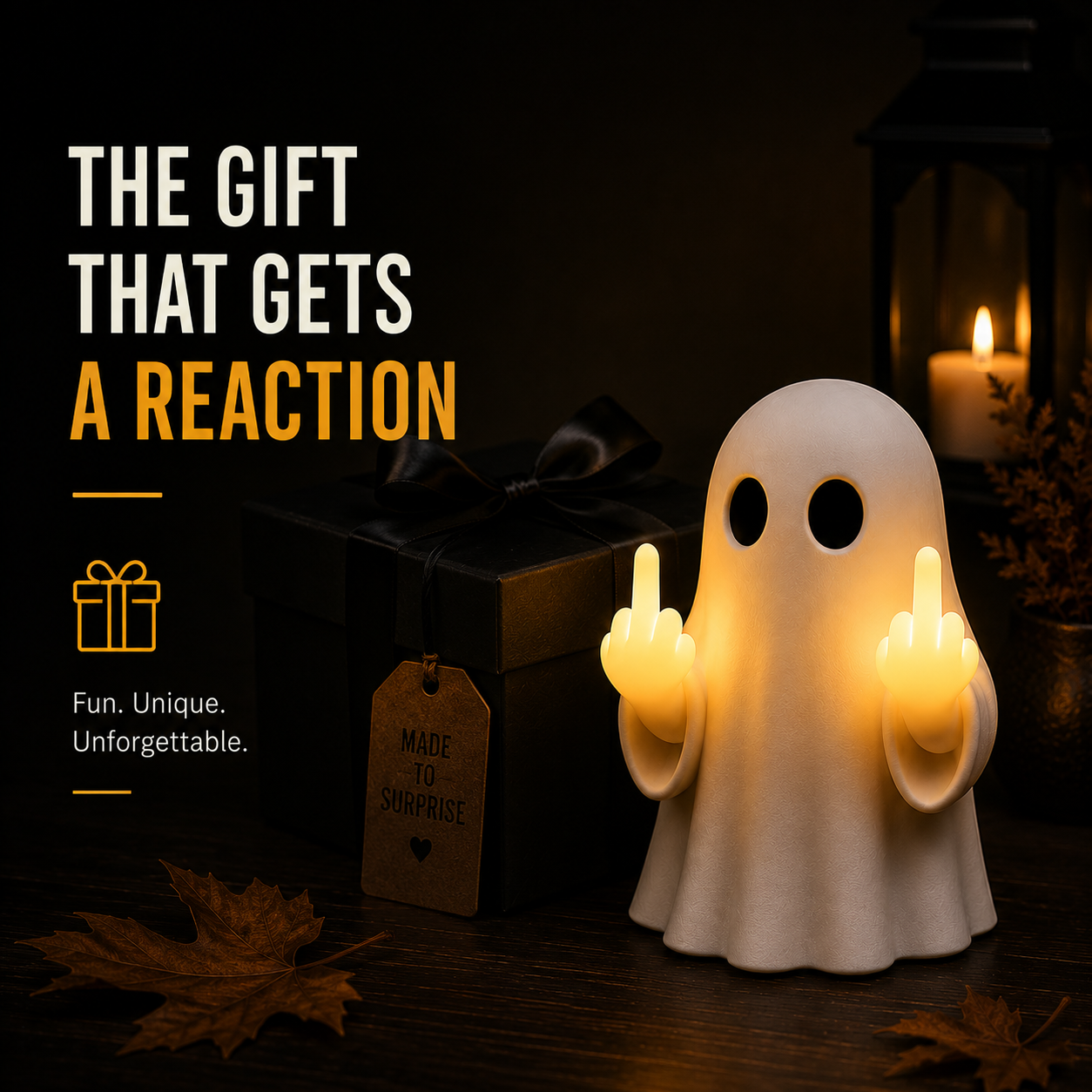 Halloween Ghost Middle Finger Glow Night Light