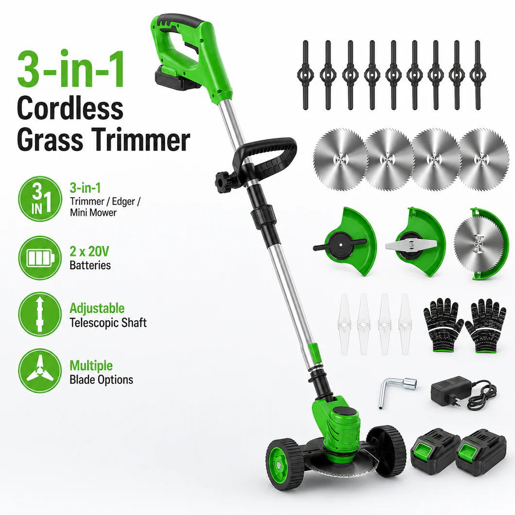 3-in-1 Cordless Weed Trimmer & Lawn Mower
