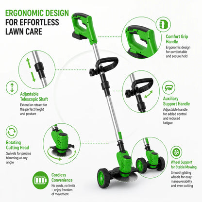 3-in-1 Cordless Weed Trimmer & Lawn Mower