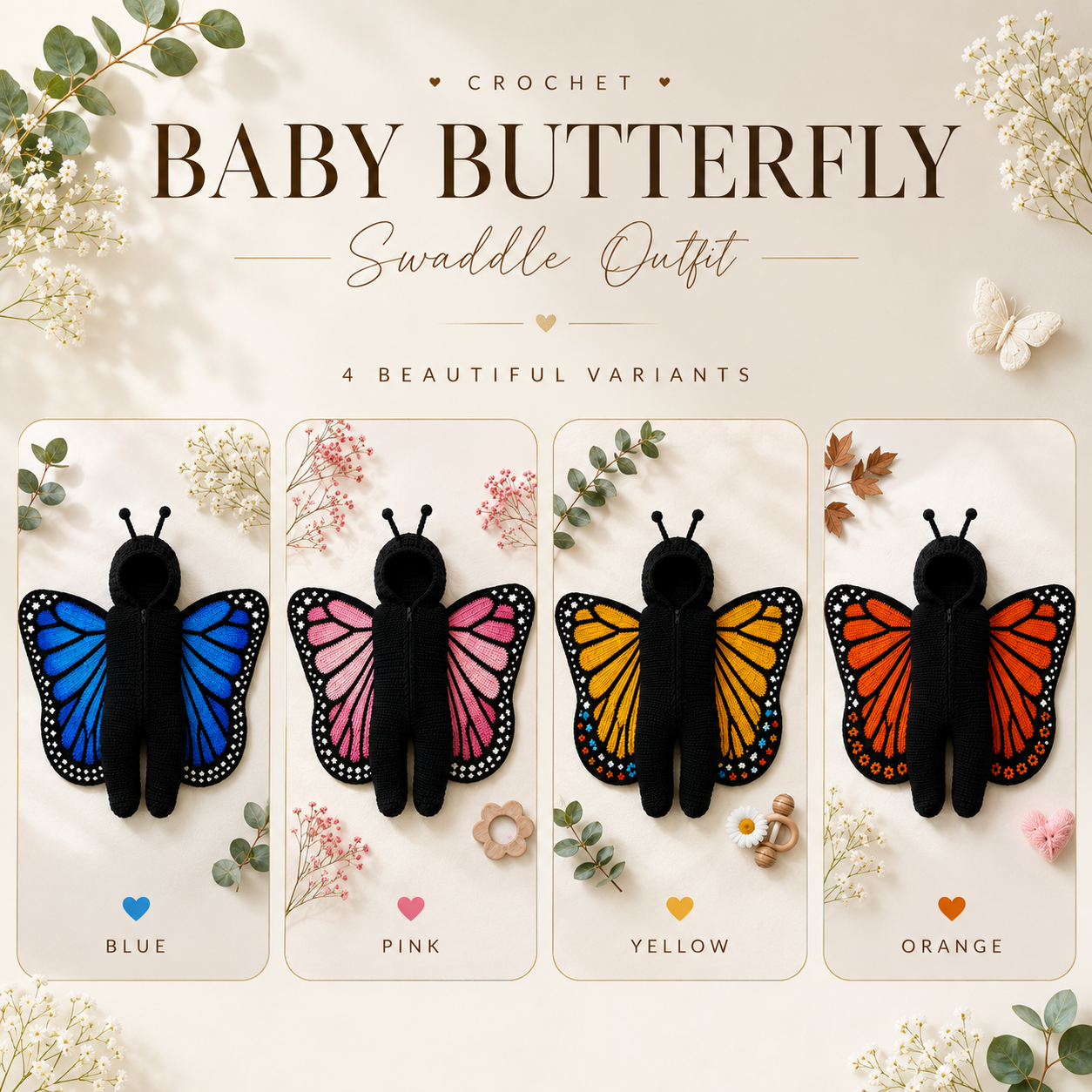 Crochet Baby Butterfly Swaddle Outfit