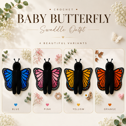 Crochet Baby Butterfly Swaddle Outfit