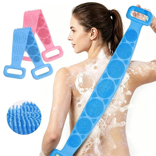 Fashion Silicone Bath Body Brush - Double-Sided Exfoliating Long Back Scrubber