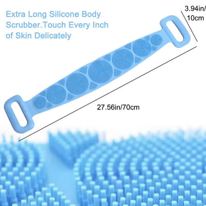 Fashion Silicone Bath Body Brush - Double-Sided Exfoliating Long Back Scrubber