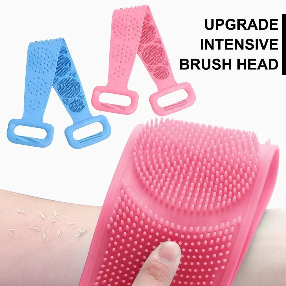 Fashion Silicone Bath Body Brush - Double-Sided Exfoliating Long Back Scrubber