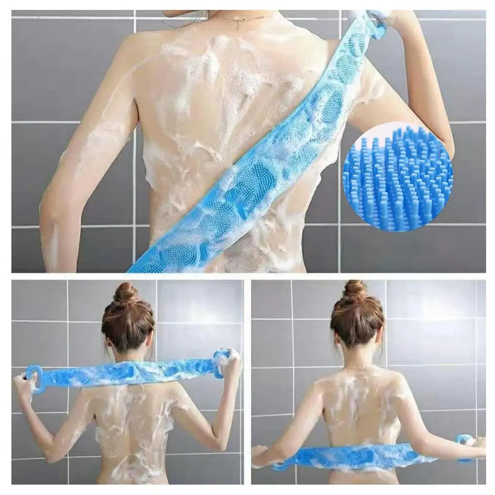 Fashion Silicone Bath Body Brush - Double-Sided Exfoliating Long Back Scrubber
