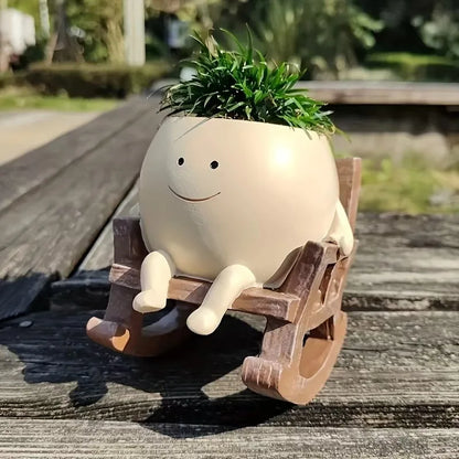 Rocking Chair Smiley Pot
