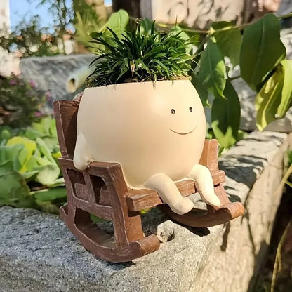 Rocking Chair Smiley Pot