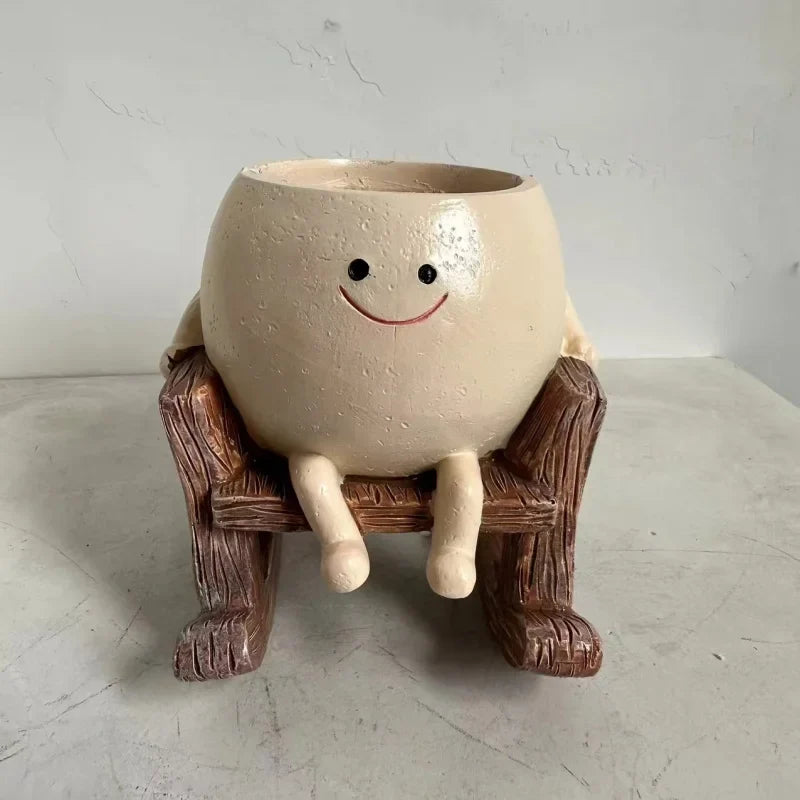 Rocking Chair Smiley Pot